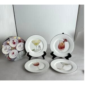 Plates Canape 4 Porcelain Cocktail Design American Atelier Home Box Silver Trim